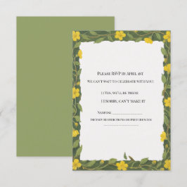 Cartão RSVP Flores Florais Amarelas Verdes Elegantes