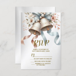 Cartão RSVP Flores para casamentos Belts Azuis Rosa Bonitos Be