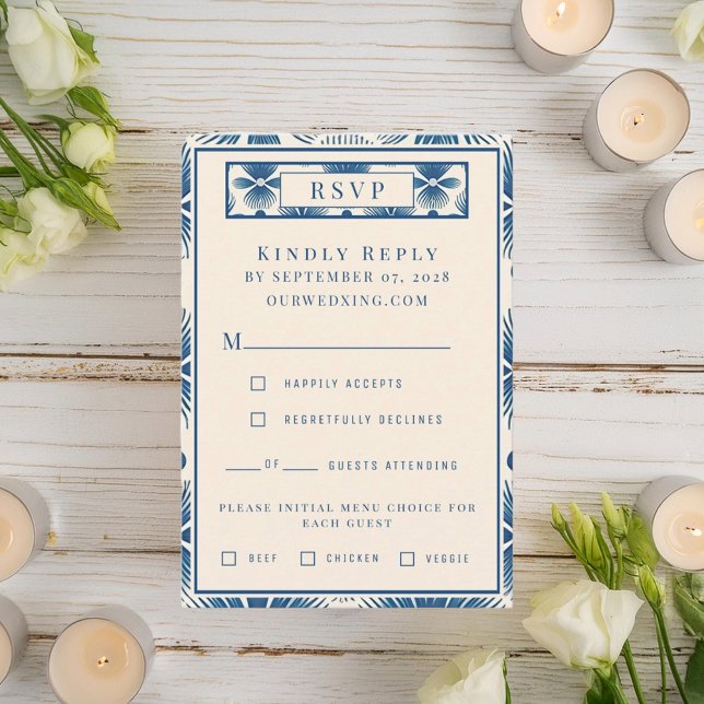 Cartão RSVP Flores para casamentos do século médio | IMPRESSÃO (Criador carregado)