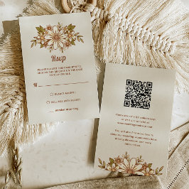 Cartão RSVP Flores Retro | Código QR Combo e Tradicional