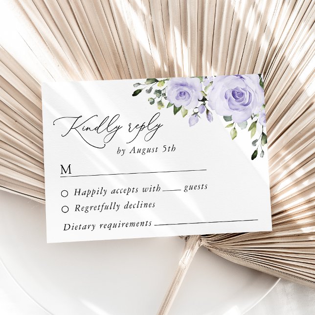 Cartão RSVP Flores Roxas, Flores Lilás, Casamento Floral (Criador carregado)