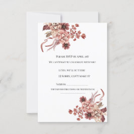 Cartão RSVP Flores Rusticas de Outono em Aquarela