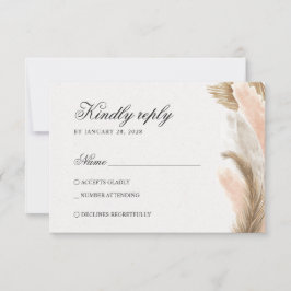 Cartão RSVP Flores secas de erva de pampas