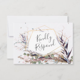 Cartão RSVP Flores Selvagens Borgonhetas e Rosa Salvem o Cartã