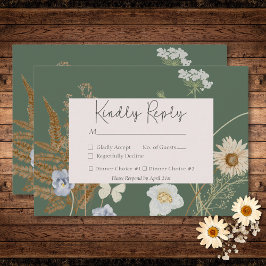 Cartão RSVP Flores selvagens no Janto Sage Weding Two