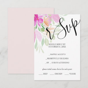 Cartão RSVP Flores Selvagens Rosa Russas Cintas Aquáticas pint