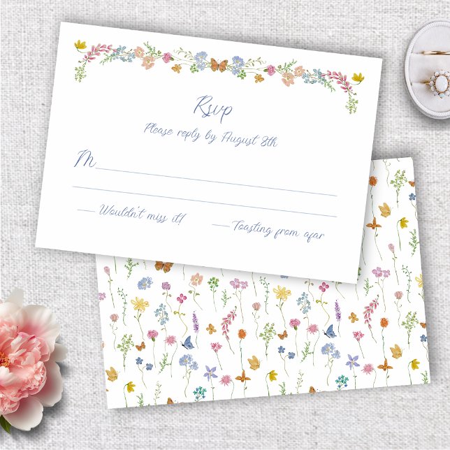 Cartão RSVP Flores Silvestres Caprichosas (Whimsical Wildflowers RSVP Card
)
