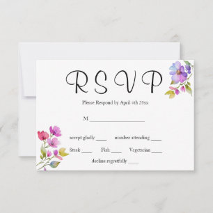 Cartão RSVP Flores silvestres cor-de-rosa-rosa-Elegante
