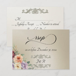 Cartão RSVP Flores Silvestres de Primavera em Aquarela - Trigo
