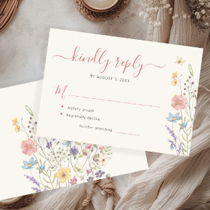 Cartão RSVP Flores silvestres elegantes casamento floral