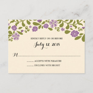 Cartão RSVP Flores silvestres   VP de Casamento