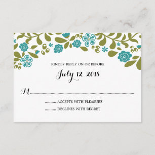 Cartão RSVP Flores silvestres   VP de Casamento