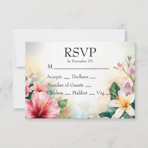 Cartão RSVP Flores Tropicais Havaianas Casamento Colorido