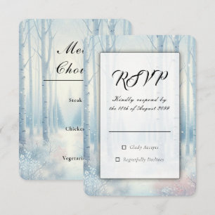 Cartão RSVP Floresta de Bétula Azul Congelada Casamento