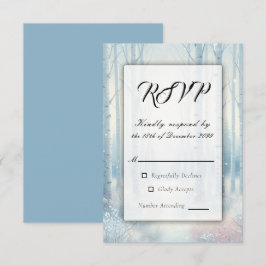 Cartão RSVP Floresta de Bétula Azul Congelada Casamento