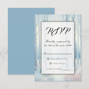 Cartão RSVP Floresta de Bétula Azul Congelada Casamento
