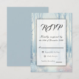 Cartão RSVP Floresta de Bétula Azul Congelada Casamento