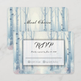 Cartão RSVP Floresta de Bétula Azul Geada Casamento