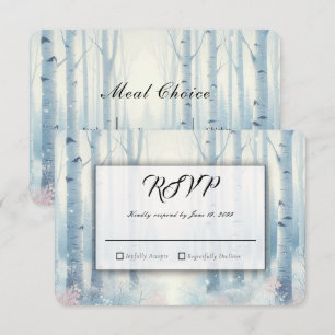Cartão RSVP Floresta de Bétula Azul Geada Casamento