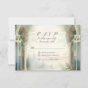 Cartão RSVP Floresta de Campo de Flores Silvestres Elegante Ca