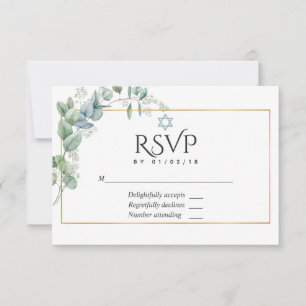 Cartão RSVP Floresta de Eucalipto Verde Bat Mitzvah