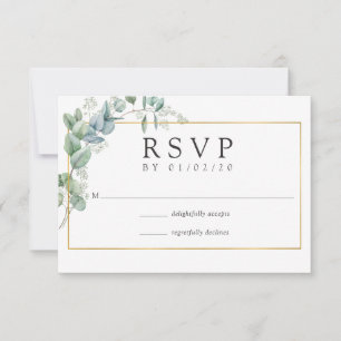 Cartão RSVP Floresta de Eucalipto Verde Casamento