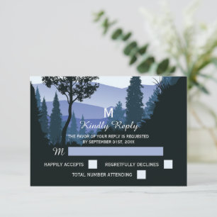 Cartão RSVP Floresta de Madeira Azul, Casamento Russo
