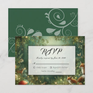 Cartão RSVP Floresta Encantada Emerald Green