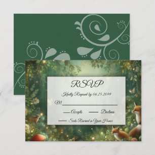 Cartão RSVP Floresta Encantada Emerald Green