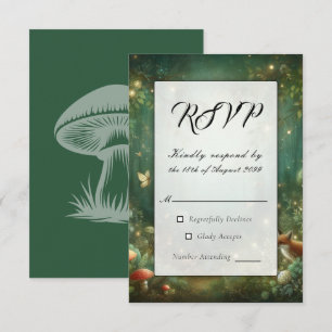Cartão RSVP Floresta Encantada Verde Esmeralda Casamento