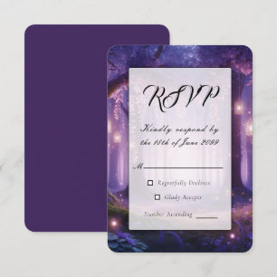 Cartão RSVP Floresta Encantada Violeta à Meia-Noite