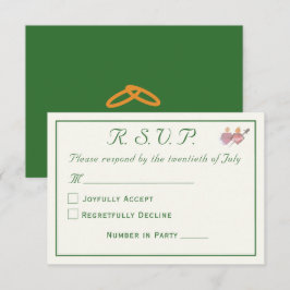 Cartão RSVP Floresta Verde Elegante Casamento Católico dos Doi
