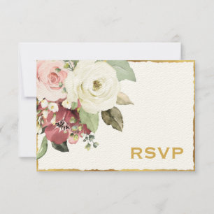 Cartão RSVP Florestas brancas rosa-rosa de borda Dourada Luxe