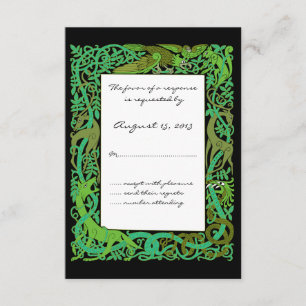 Cartão RSVP Florestas Verdes Celtas Animais Design de Casament
