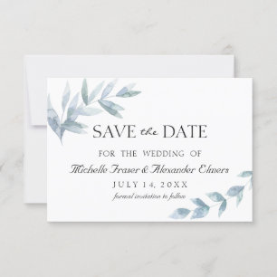 Cartão RSVP Folha elegante em aquarela botânica salvar a data