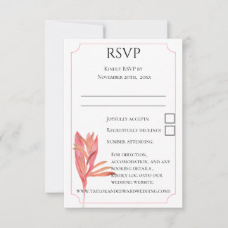 Cartão RSVP Folhagem botânica exótica aquarela tropical