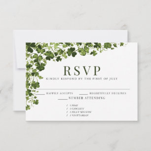 Cartão RSVP Folhagem Foliar Trevo Irlandês Estilizado