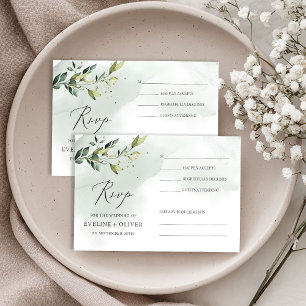 Cartão RSVP Folhagem verde eucalipto deixa casamento