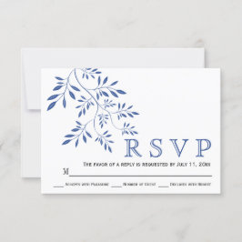 Cartão RSVP Folhas azuis do índio contemporâneo casamento flor