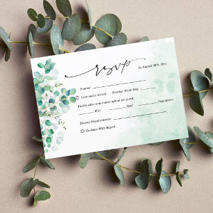 Cartão RSVP Folhas de Eucalipto Botânico Elegante Russo