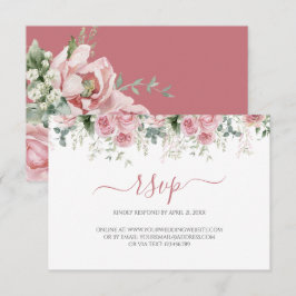 Cartão RSVP Folhas de Eucalipto Elegantes Verde Dourado Casame