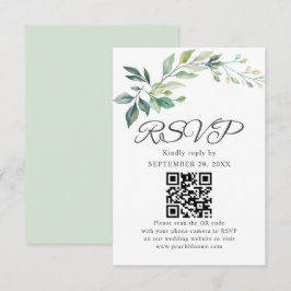 Cartão RSVP Folhas de Eucalipto Verde Moderno Aquarela