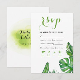 Cartão RSVP Folhas de Monstera Verde Tropical