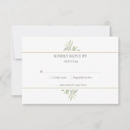 Cartão RSVP Folhas verdes elegantes em aquarela moderna