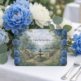 Cartão RSVP Fonte de Jardim de Castelo de Aquarela Impressa
