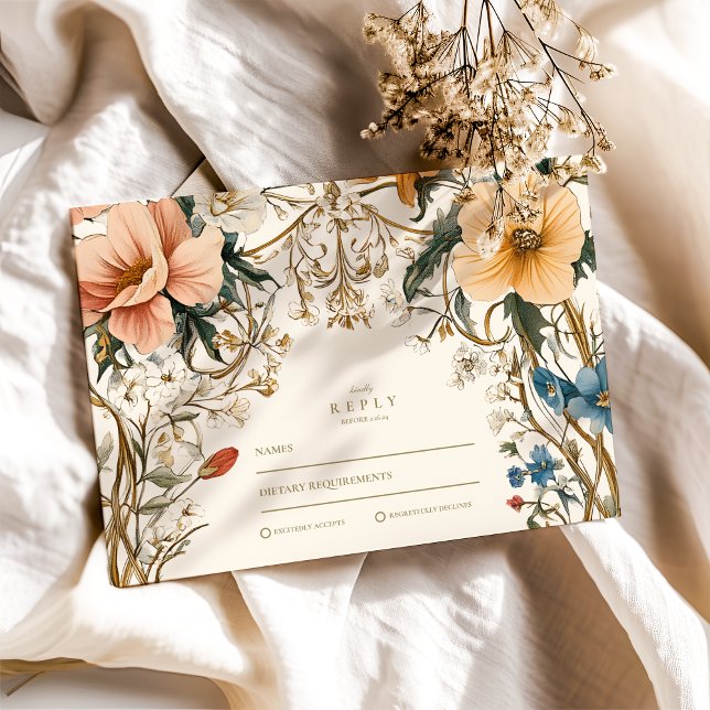 Cartão RSVP Forest Floral Fern Wedding (Criador carregado)