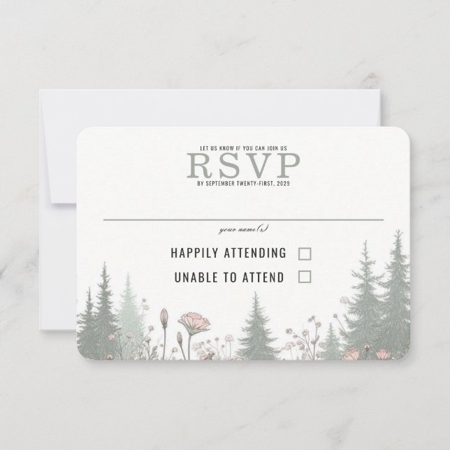 Cartão RSVP Forest Meadow Wedding (Frente)