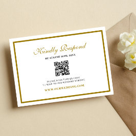 Cartão RSVP Formal Clássico Preto Dourado Monograma Casamento
