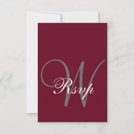 Cartão RSVP Formal da Burgundy Red Elegant MOnogram