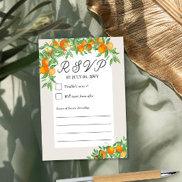 Cartão RSVP Formatação Neutral do Casamento do Flor Laranja
